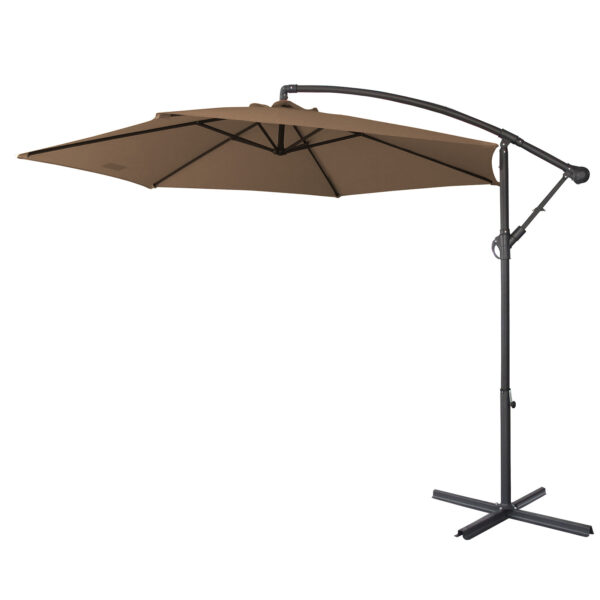 HomeDiscount-Milano Outdoor - Outdoor 3 Meter Hanging and Folding Umbrella - Latte