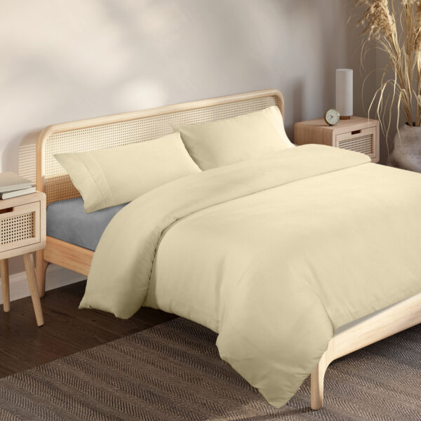 HomeDiscount-Blended Bamboo Quilt Cover Sets -Dark Ivory-Queen