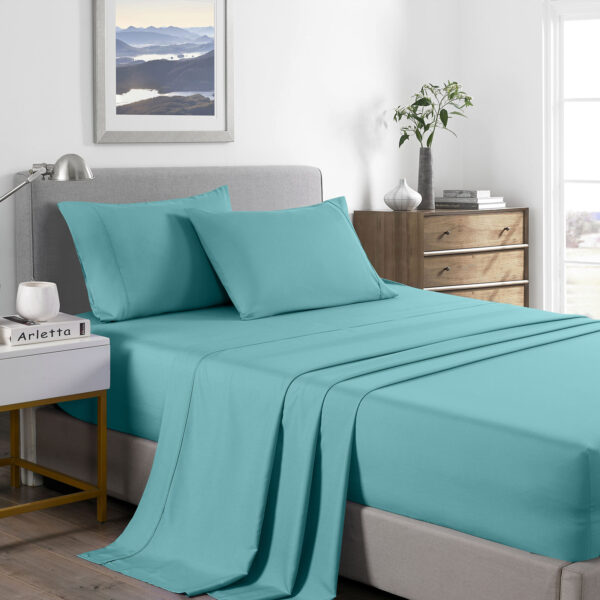 HomeDiscount-Bamboo Cooling 2000TC Sheet Set - King-Aqua