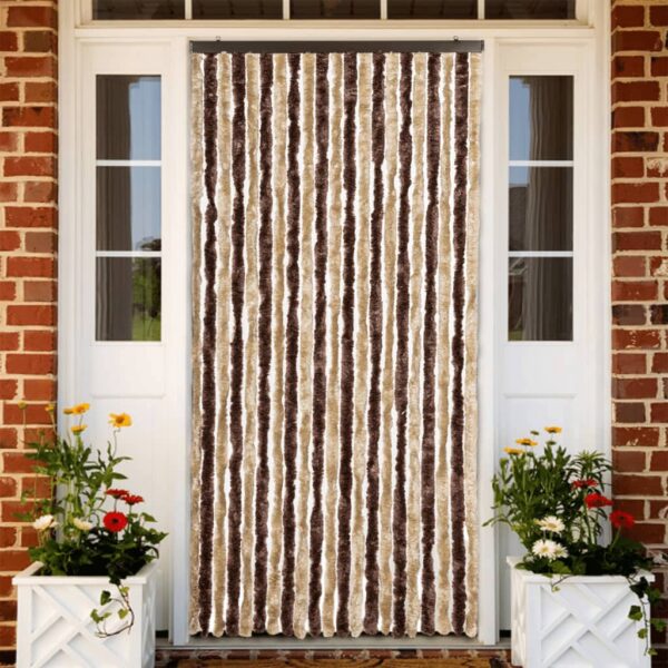 HomeDiscount-Insect Curtain Beige and Light Brown 90x220 cm Chenille