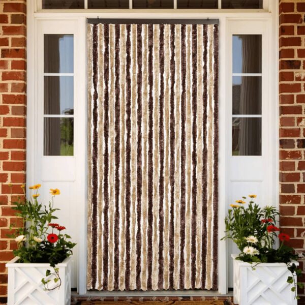 HomeDiscount-Insect Curtain Beige and Light Brown 100x220 cm Chenille