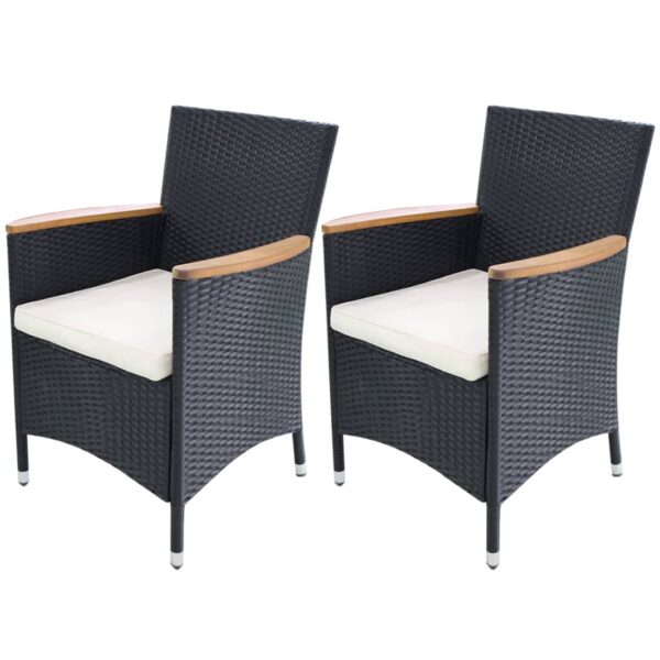 HomeDiscount-Garden Chairs 2 pcs with Cushions Poly Rattan Black