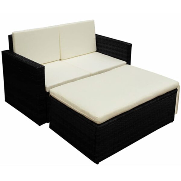 HomeDiscount-2 Piece Garden Lounge Set with Cushions Poly Rattan Black