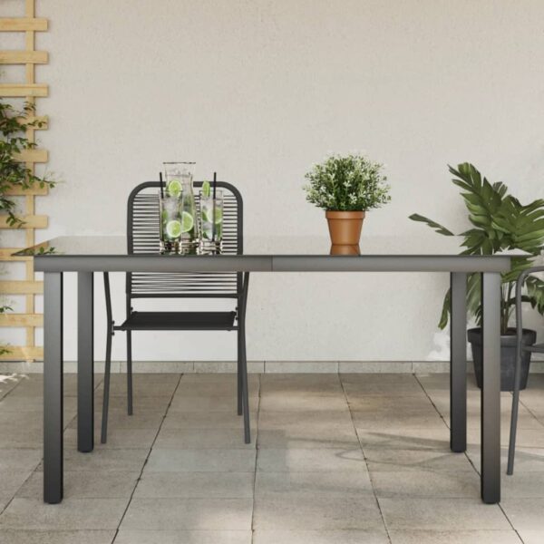 HomeDiscount-Garden Table Black 150x90x74 cm Aluminium and Glass