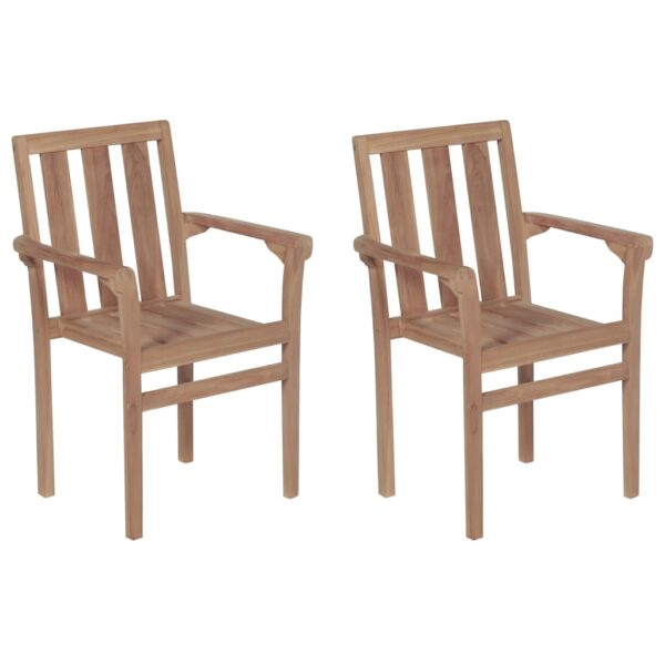 HomeDiscount-Stackable Garden Chairs 2 pcs Solid Teak Wood