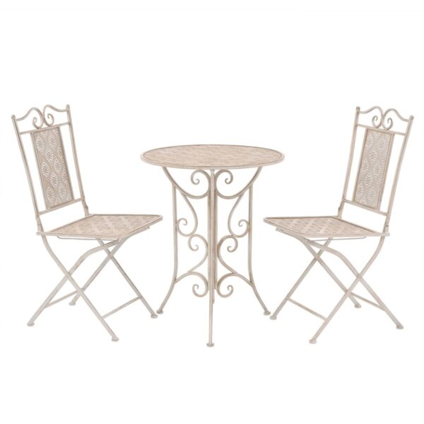 HomeDiscount-3 Piece Bistro Set Steel White