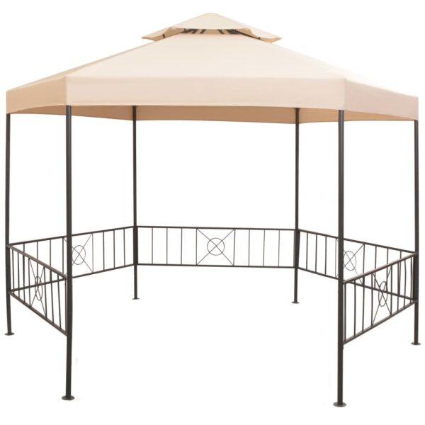 HomeDiscount-Garden Marquee Gazebo Pavilion Tent Hexagonal Beige 323x265 cm