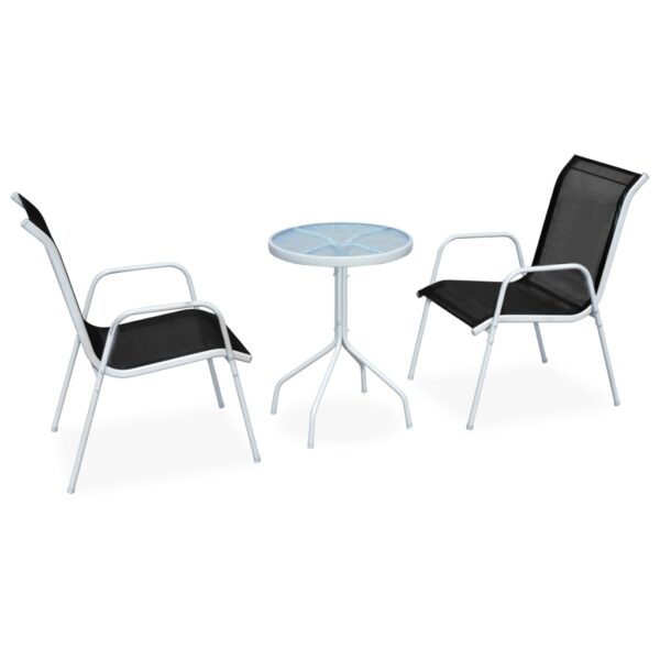 HomeDiscount-3 Piece Bistro Set Steel Black