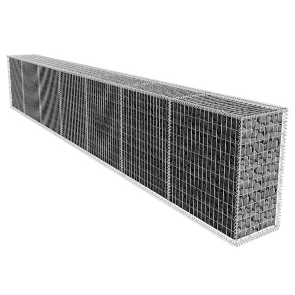 HomeDiscount-Gabion Wall with Cover Galvanised Steel 600x50x100 cm