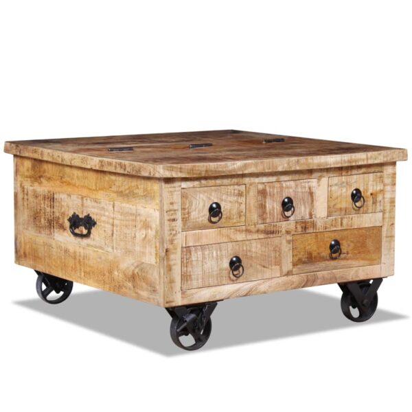 HomeDiscount-Coffee Table Rough Mango Wood 70x70x40 cm