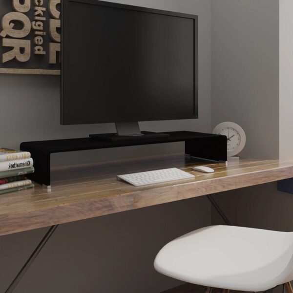 HomeDiscount-TV Stand/Monitor Riser Glass Black 90x30x13 cm