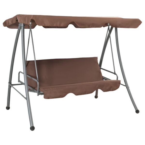 HomeDiscount-Outdoor Swing Bench with Canopy Coffee