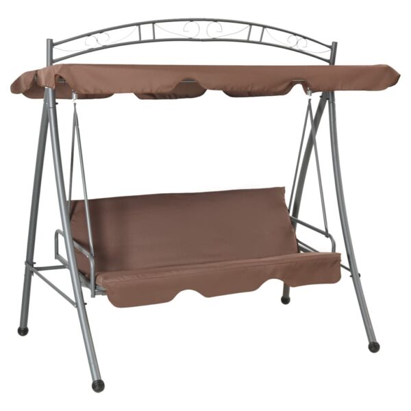 HomeDiscount-Outdoor Convertible Swing Bench with Canopy Coffee