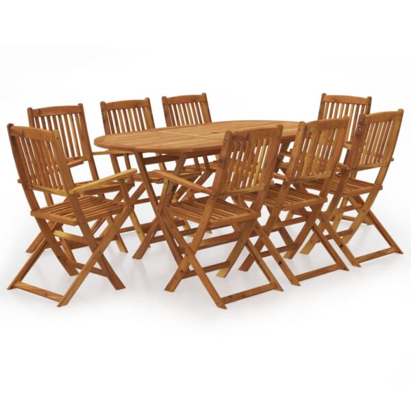 HomeDiscount-9 Piece Folding Outdoor Dining Set Solid Acacia Wood