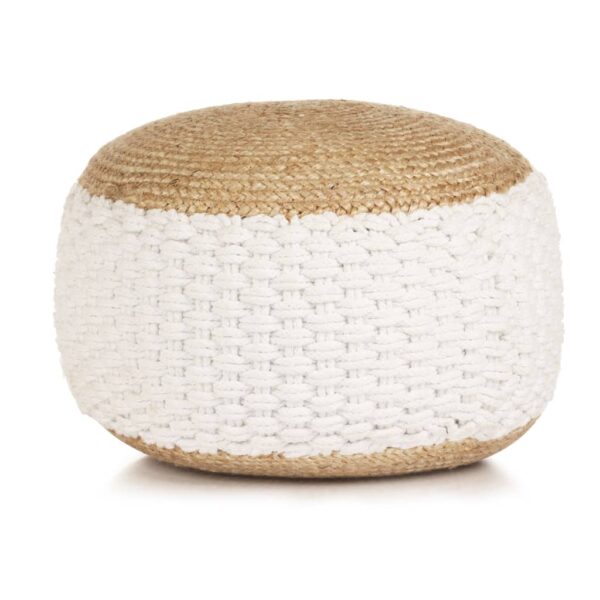 HomeDiscount-Woven/Knitted Pouffe Jute Cotton 50x35 cm White