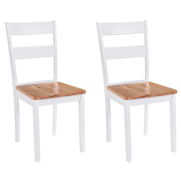 HomeDiscount-Dining Chairs 2 pcs White Solid Rubber Wood