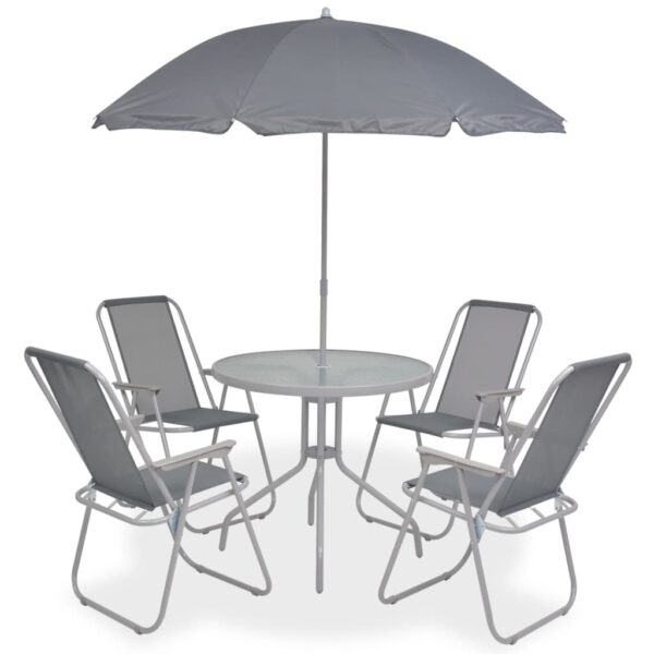 HomeDiscount-6 Piece Outdoor Dining Set Steel and Textilene Grey