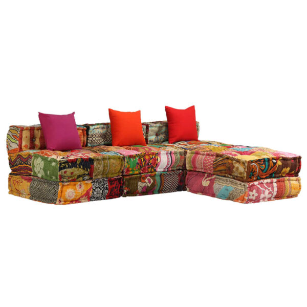 HomeDiscount-3-Seater Modular Pouffe Patchwork Fabric