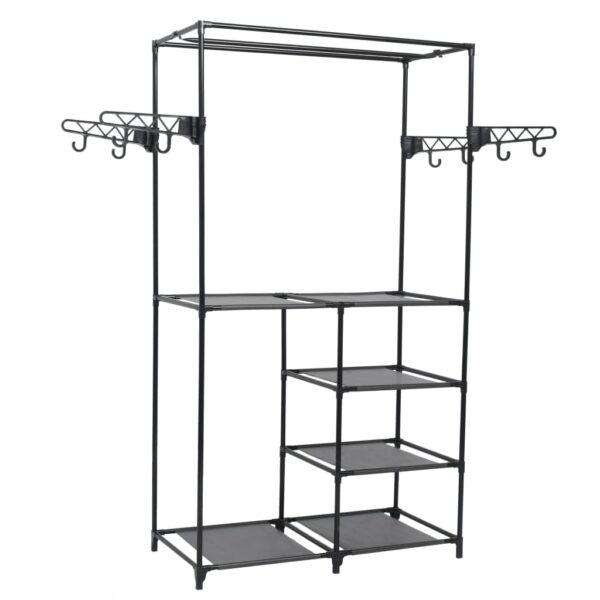 HomeDiscount-Clothes Rack Steel and Non-woven Fabric 87x44x158 cm Black