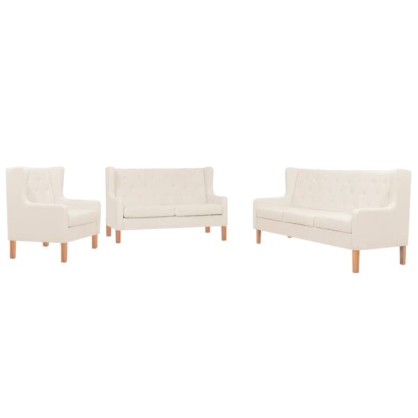 HomeDiscount-Sofa Set 3 Pieces Fabric Cream White