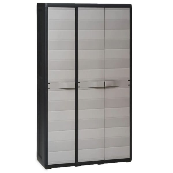 HomeDiscount-Garden Storage Cabinet with 4 Shelves Black and Grey