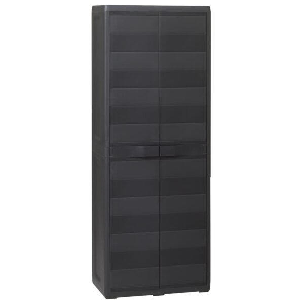 HomeDiscount-Garden Storage Cabinet with 3 Shelves Black