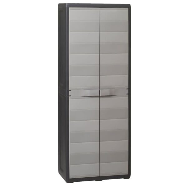 HomeDiscount-Garden Storage Cabinet with 3 Shelves Black and Grey