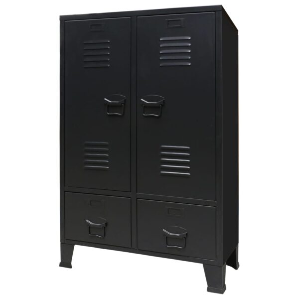 HomeDiscount-Wardrobe Metal Industrial  67x35x107 cm Black