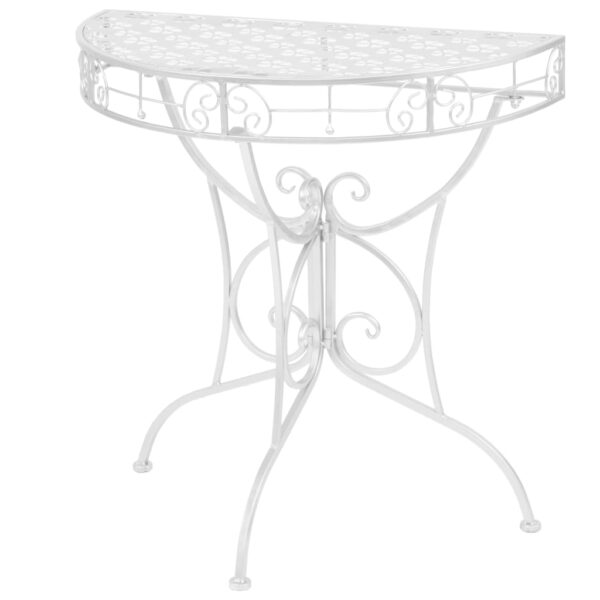 HomeDiscount-Side Table Vintage  Half Round Metal 72x36x74 cm Silver