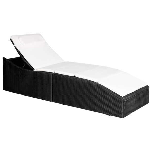 HomeDiscount-Sun Lounger with Cushion Poly Rattan Black