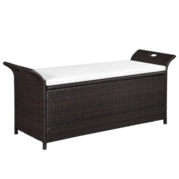 HomeDiscount-Storage Bench with Cushion 138 cm Poly Rattan Brown