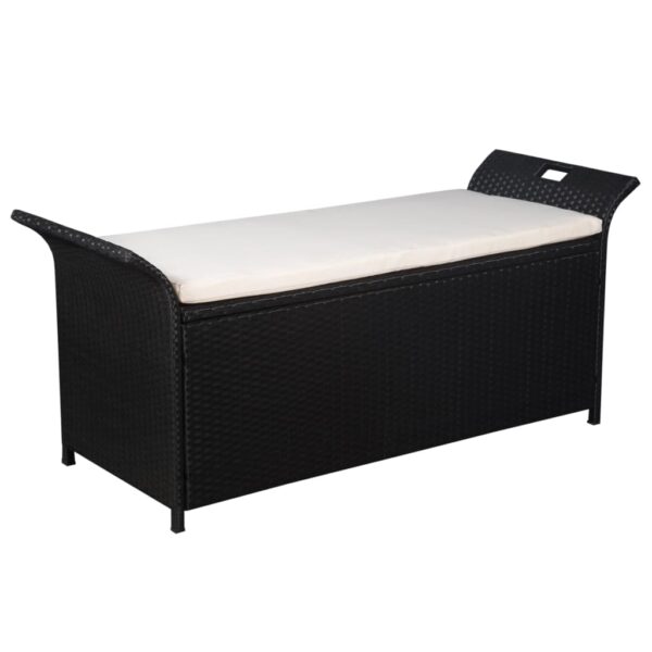 HomeDiscount-Storage Bench with Cushion 138 cm Poly Rattan Black