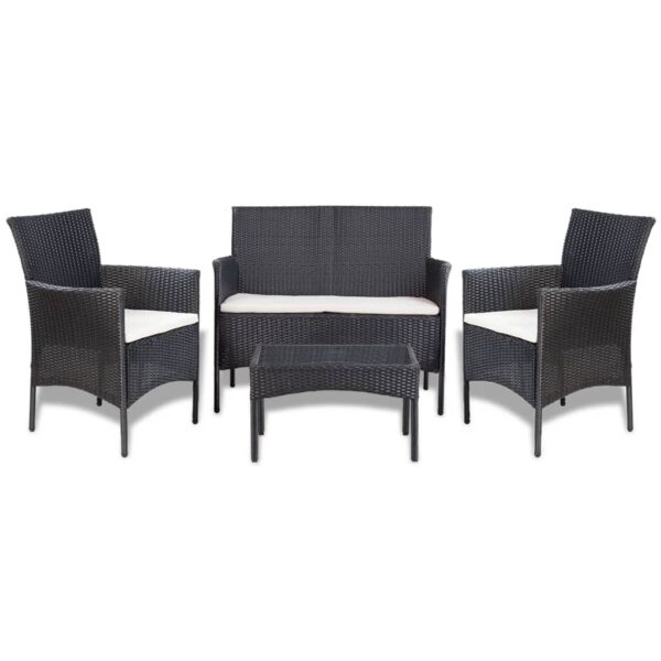 HomeDiscount-Garden Sofa Set 7 Pieces Poly Rattan Black and Cream White