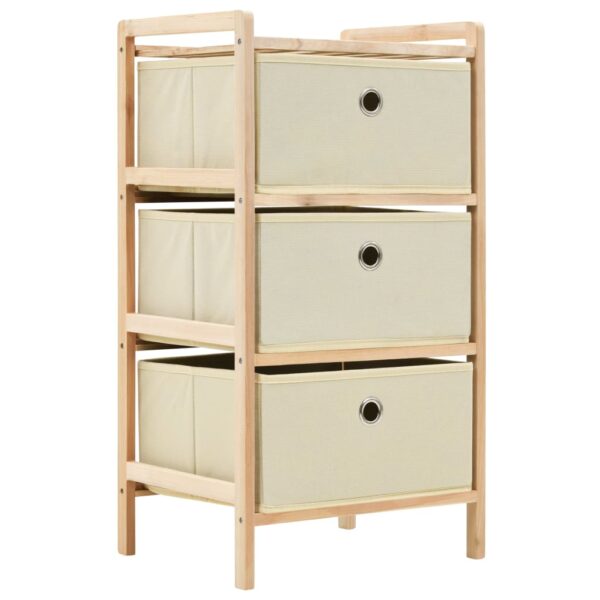 HomeDiscount-Storage Rack with 3 Fabric Baskets Cedar Wood Beige