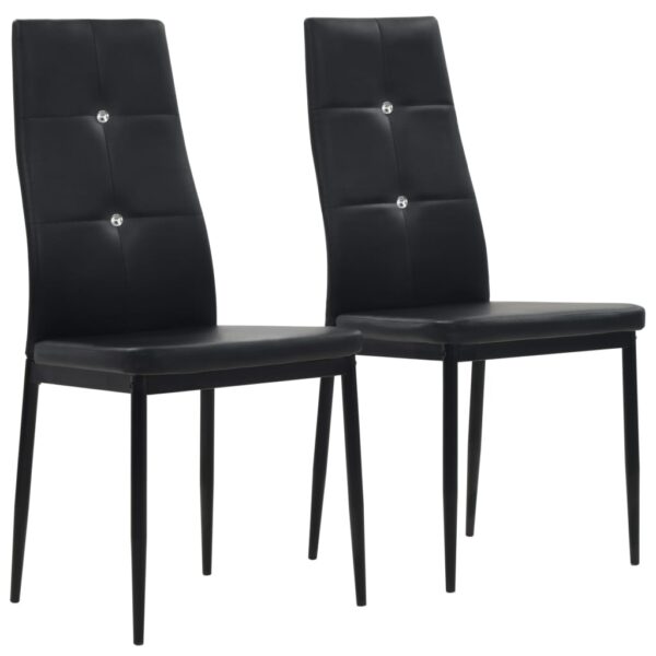 HomeDiscount-Dining Chairs 2 pcs Black Faux Leather