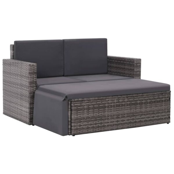 HomeDiscount-2 Piece Garden Lounge Set with Cushions Poly Rattan Grey