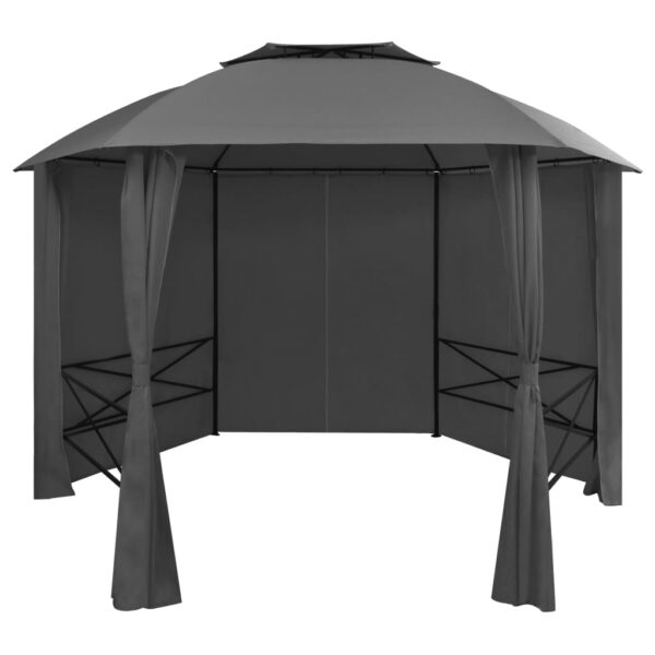 HomeDiscount-Garden Marquee Pavilion Tent with Curtains Hexagonal 360x265 cm