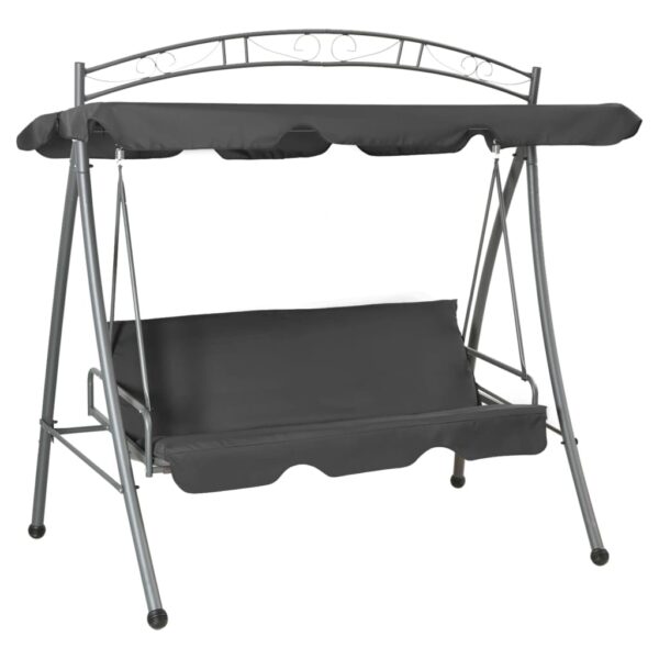 HomeDiscount-Outdoor Convertible Swing Bench with Canopy Anthracite 198x120x205 cm Steel