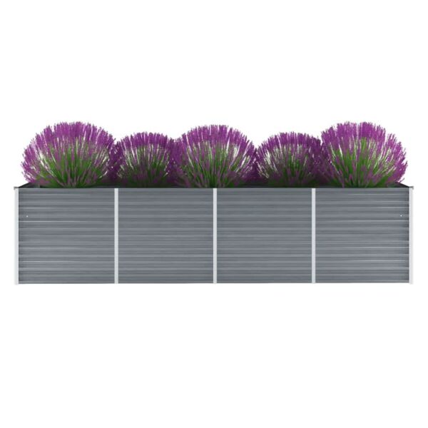 HomeDiscount-Garden Raised Bed Galvanised Steel 320x80x77 cm Grey