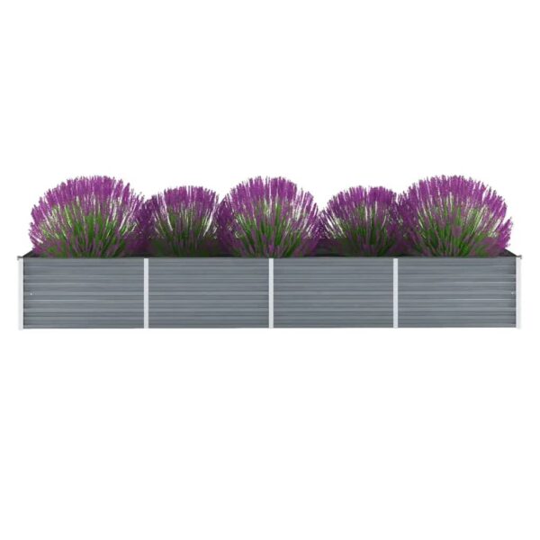 HomeDiscount-Garden Raised Bed Galvanised Steel 320x80x45 cm Grey