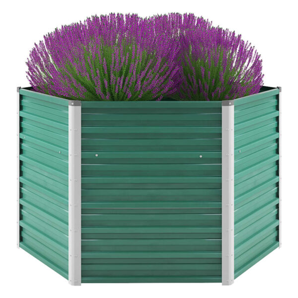 HomeDiscount-Garden Raised Bed Galvanised Steel 129x129x77 cm Green