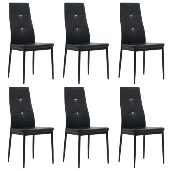 HomeDiscount-Dining Chairs 6 pcs Black Faux Leather