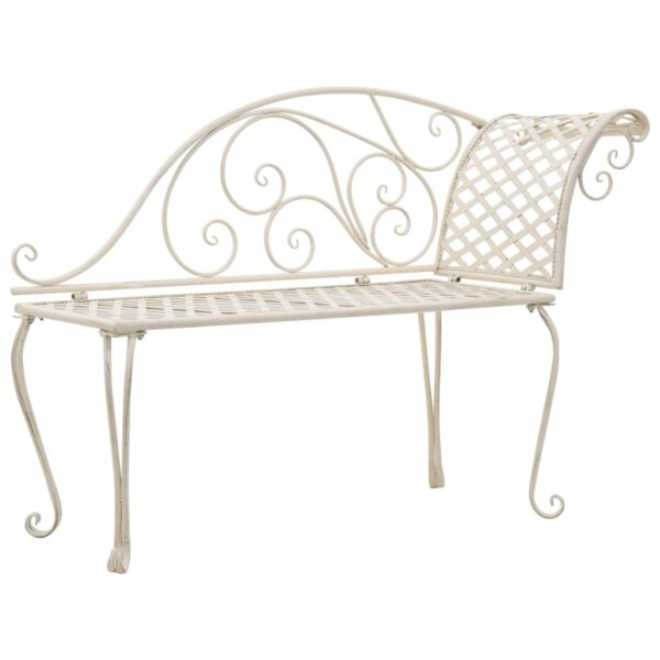 HomeDiscount-Garden Chaise Lounge 128 cm Metal Antique White