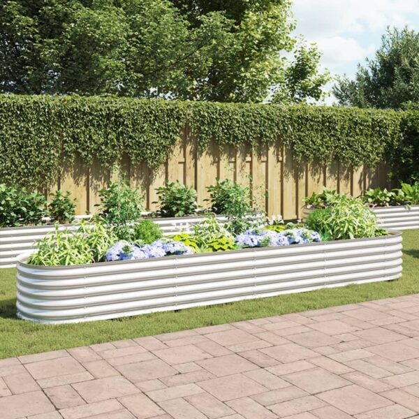 HomeDiscount-Garden Raised Bed 400x80x44 cm Galvanised Steel Silver