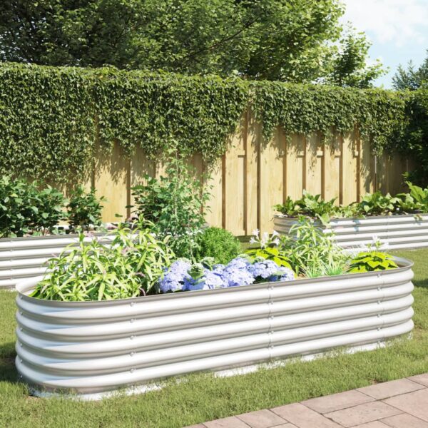 HomeDiscount-Garden Raised Bed 240x80x44 cm Galvanised Steel Silver