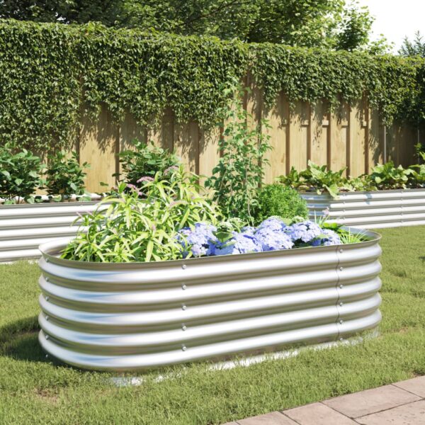 HomeDiscount-Garden Raised Bed 160x80x44 cm Galvanised Steel Silver