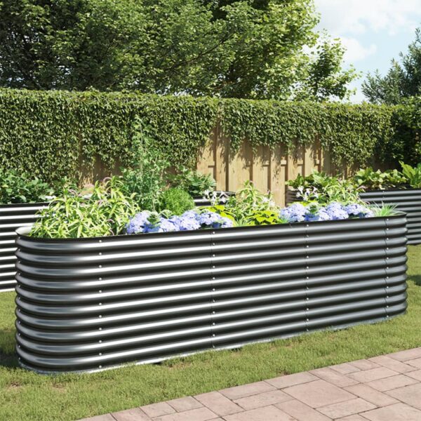 HomeDiscount-Garden Raised Bed 320x80x81 cm Galvanised Steel Grey