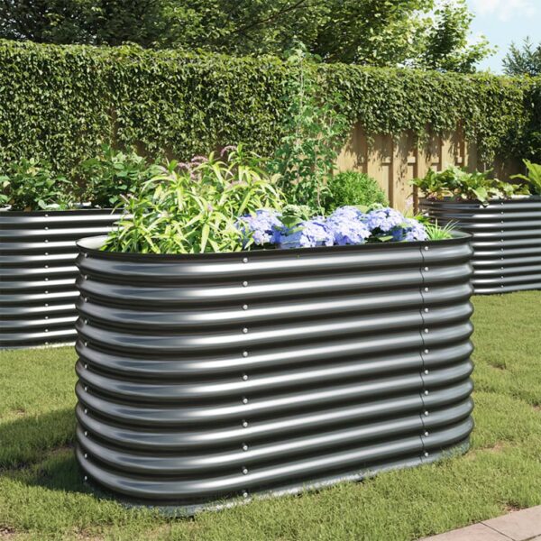 HomeDiscount-Garden Raised Bed 160x80x81 cm Galvanised Steel Grey