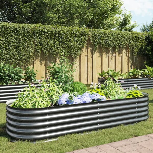 HomeDiscount-Garden Raised Bed 240x80x44 cm Galvanised Steel Grey