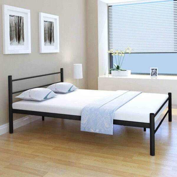 HomeDiscount-Bed Frame without Mattress Black Metal Double Size